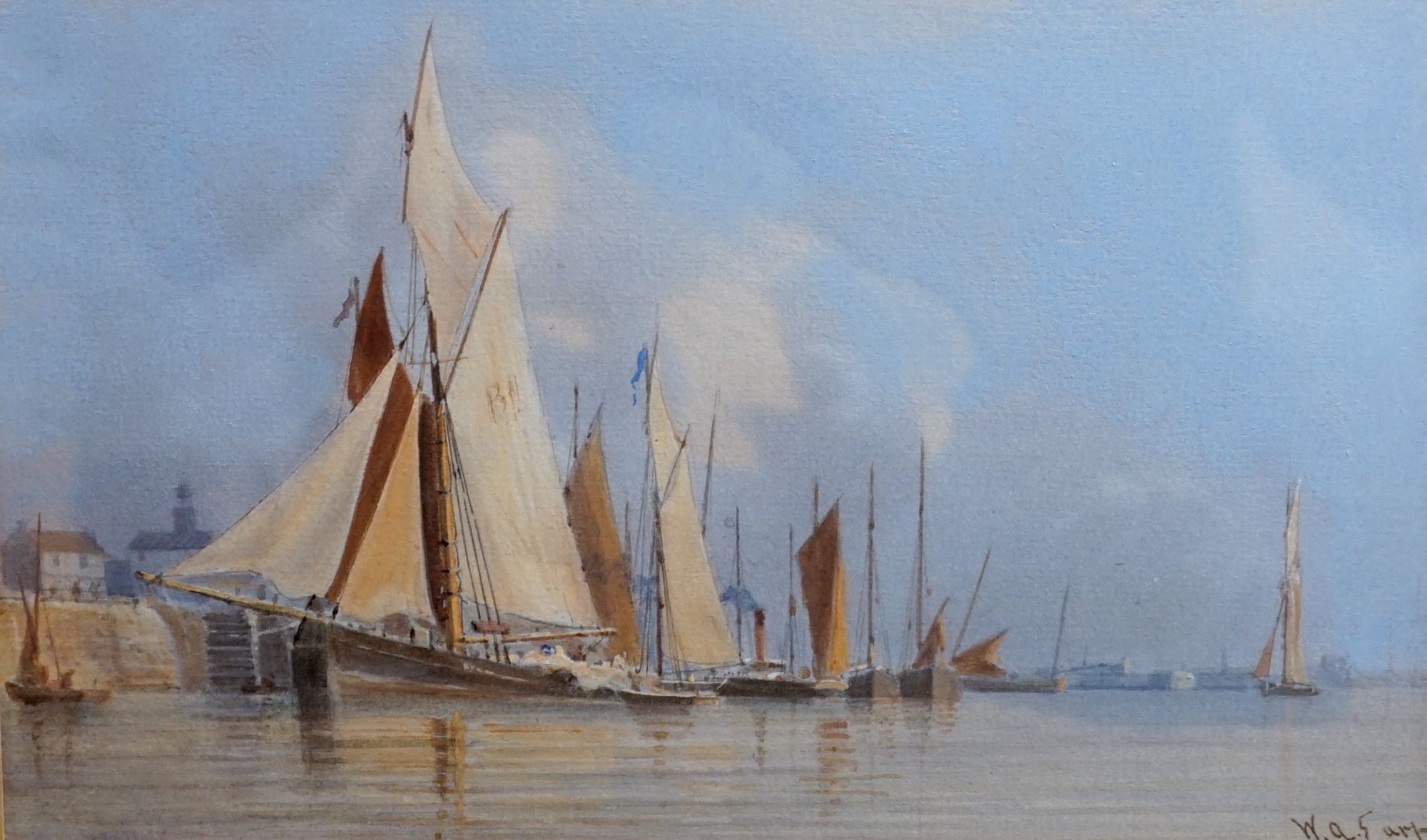 E.A.Earp. Boulogne Harbour, watercolour, signed, 14.5cms by 24cms